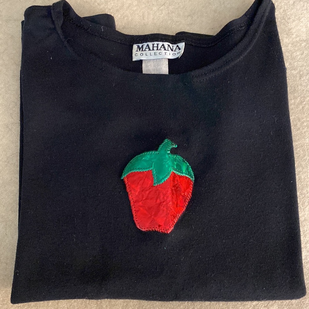 Metallic Srawberry Long Sleeve Top